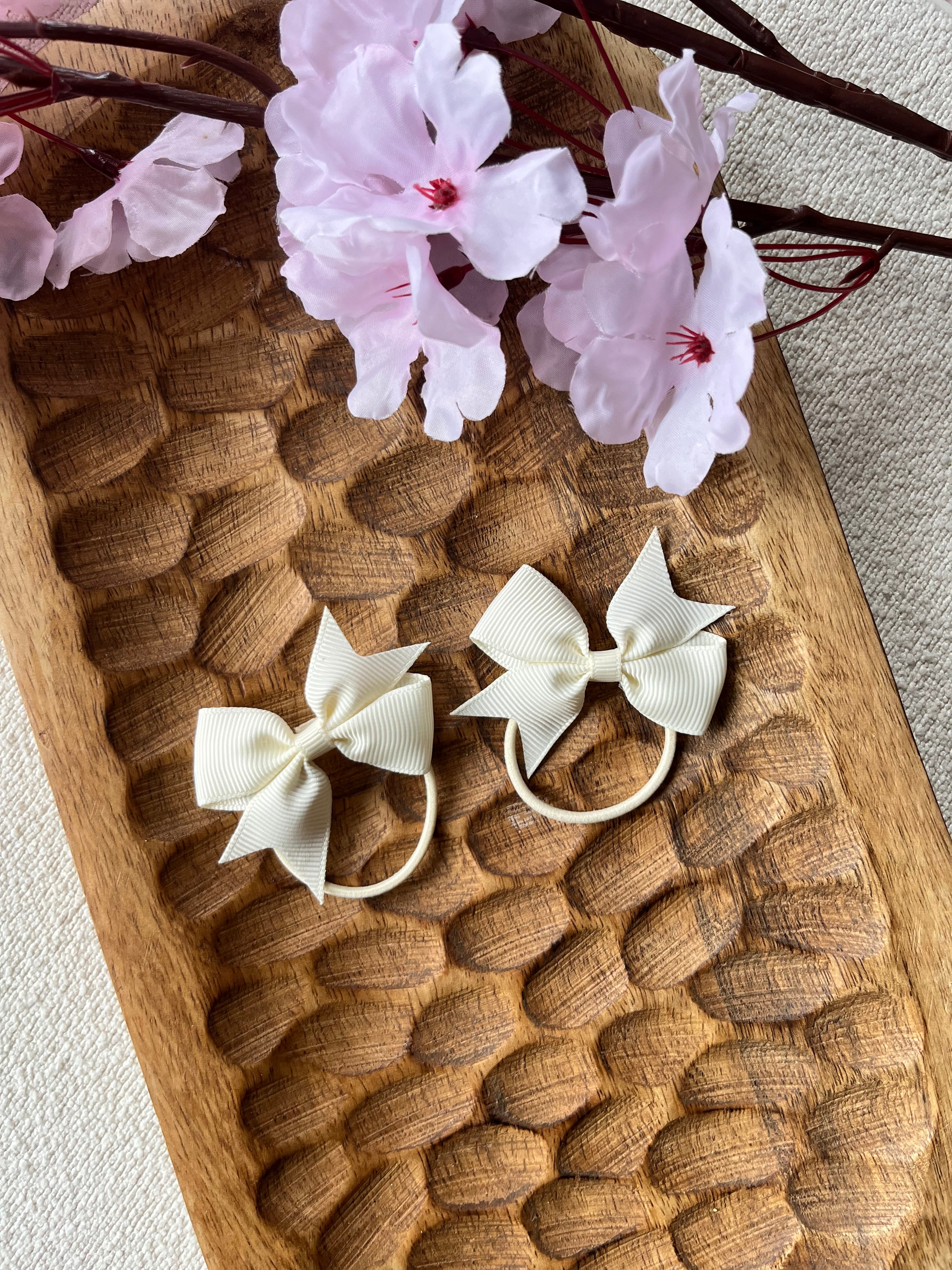 Haarelastiekjes set van 2 | Creme wit
