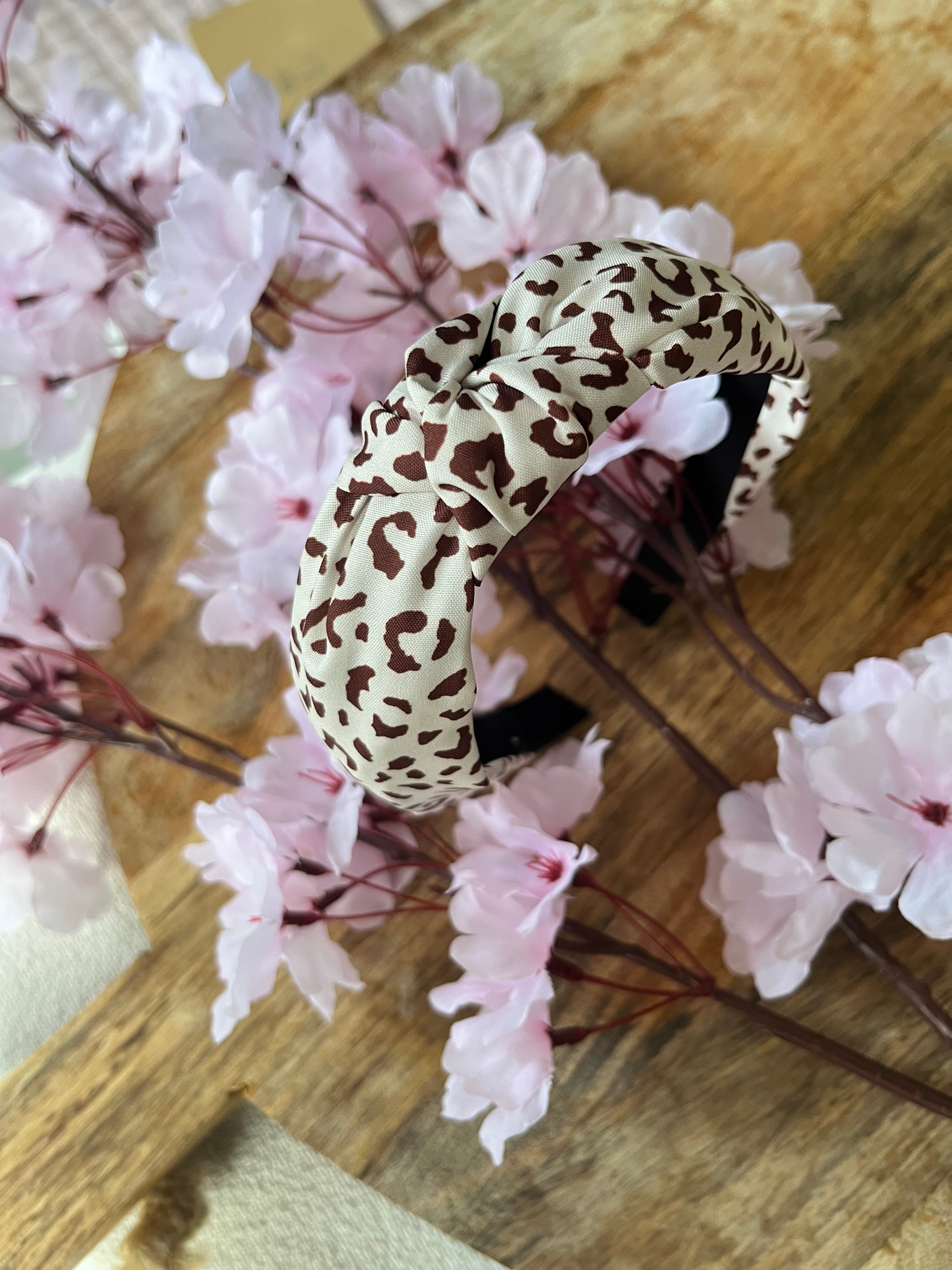 Diadeem | Panterprint wit/bruin