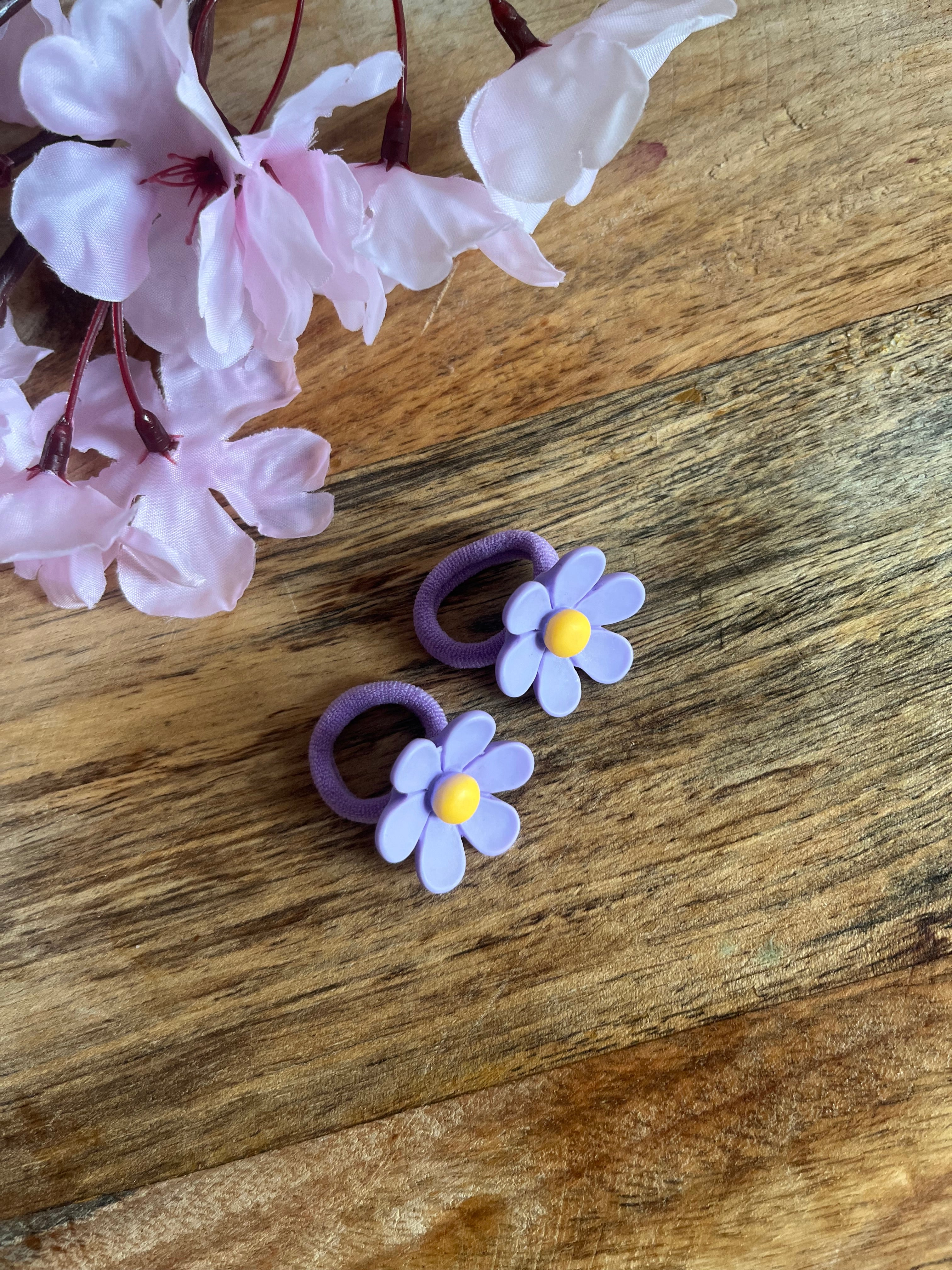 Mini haarelastiekjes | Madeliefje paars